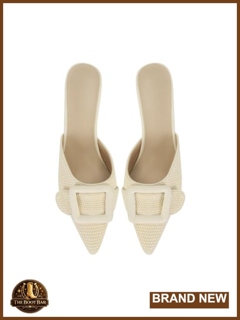 Closed Pointed Toe Kitten Heel Mules with Buckle - Faux Suede Leather, Comfort - Picture 6 of 6
